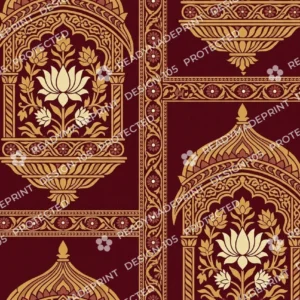 Maroon Jamdani Lotus Jaal