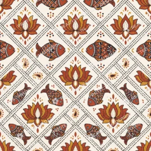 Terracotta Kantha Lotus Jaal