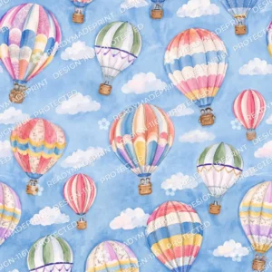 Watercolor Hot Air Balloon Sky