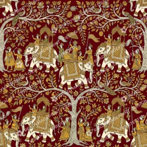 Maroon Madhubani Processional Jaal