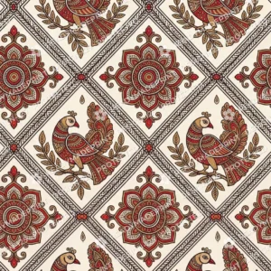 Charcoal Madhubani Peacock Jaal