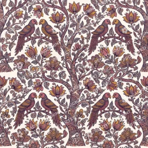 Dusty Rose Madhubani Tree of Life Jaal