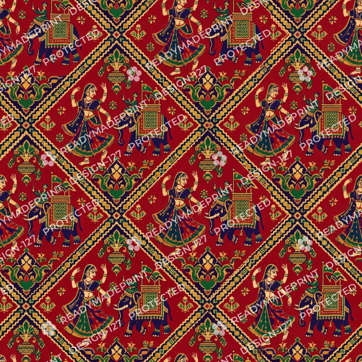 Madder Red Patola Elephant Jaal Madder Red Patola Elephant Jaal