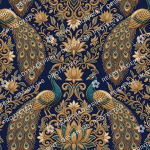 Indigo Zardozi Peacock Jaal