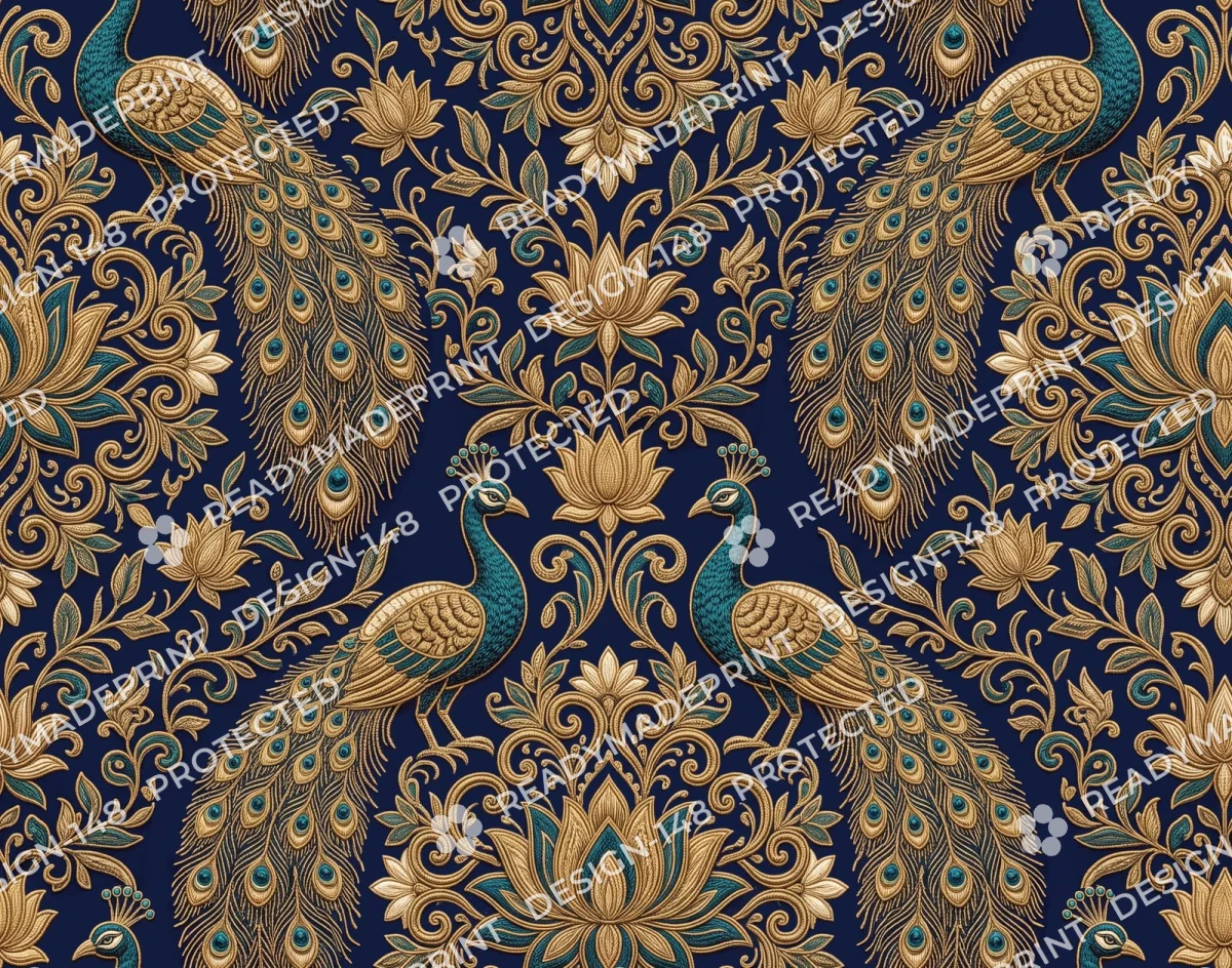 Indigo Zardozi Peacock Jaal Indigo Zardozi Peacock Jaal
