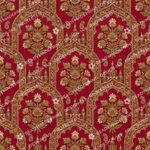 Madder Red Zardozi Arch Jaal