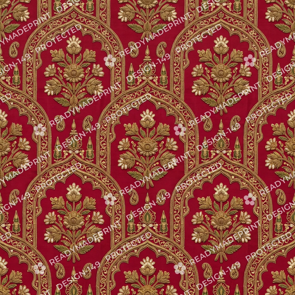 Madder Red Zardozi Arch Jaal Madder Red Zardozi Arch Jaal