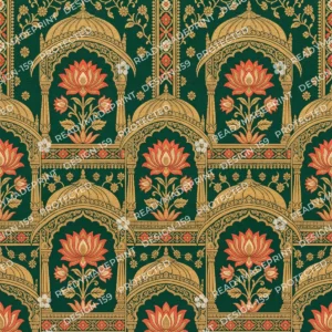 Olive Banarasi Brocade Lotus Border