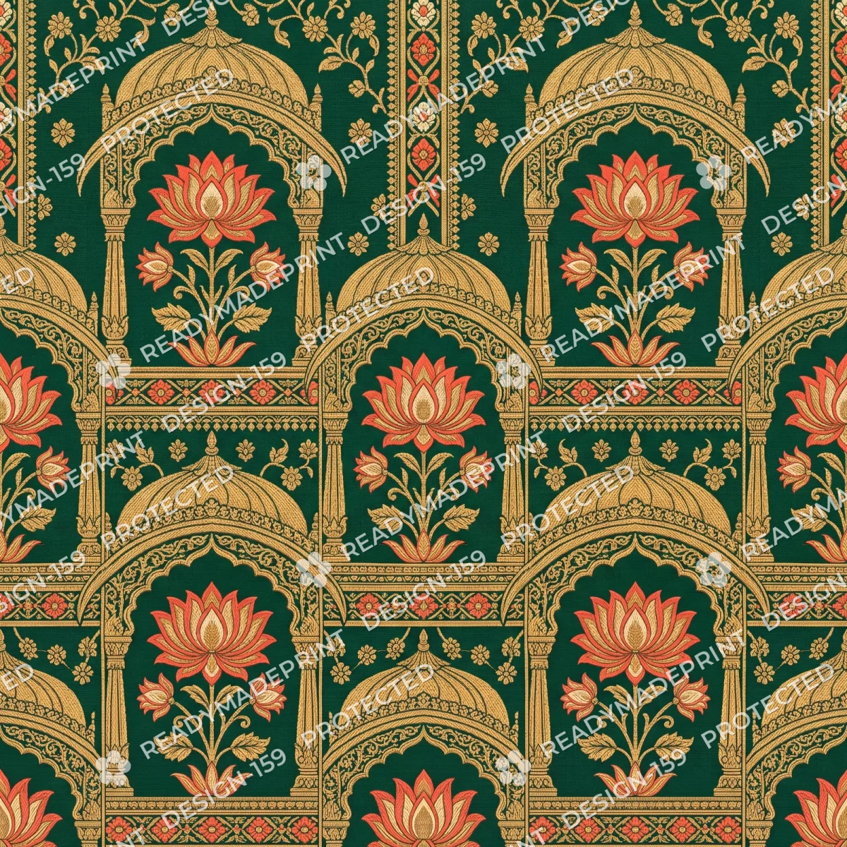 Olive Banarasi Brocade Lotus Border Olive Banarasi Brocade Lotus Border