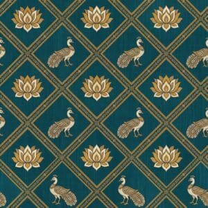 Deep Teal Chanderi Peacock Jaal