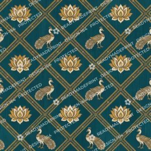 Deep Teal Chanderi Peacock Jaal