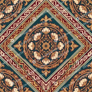 Maroon Maheshwari Medallion Border
