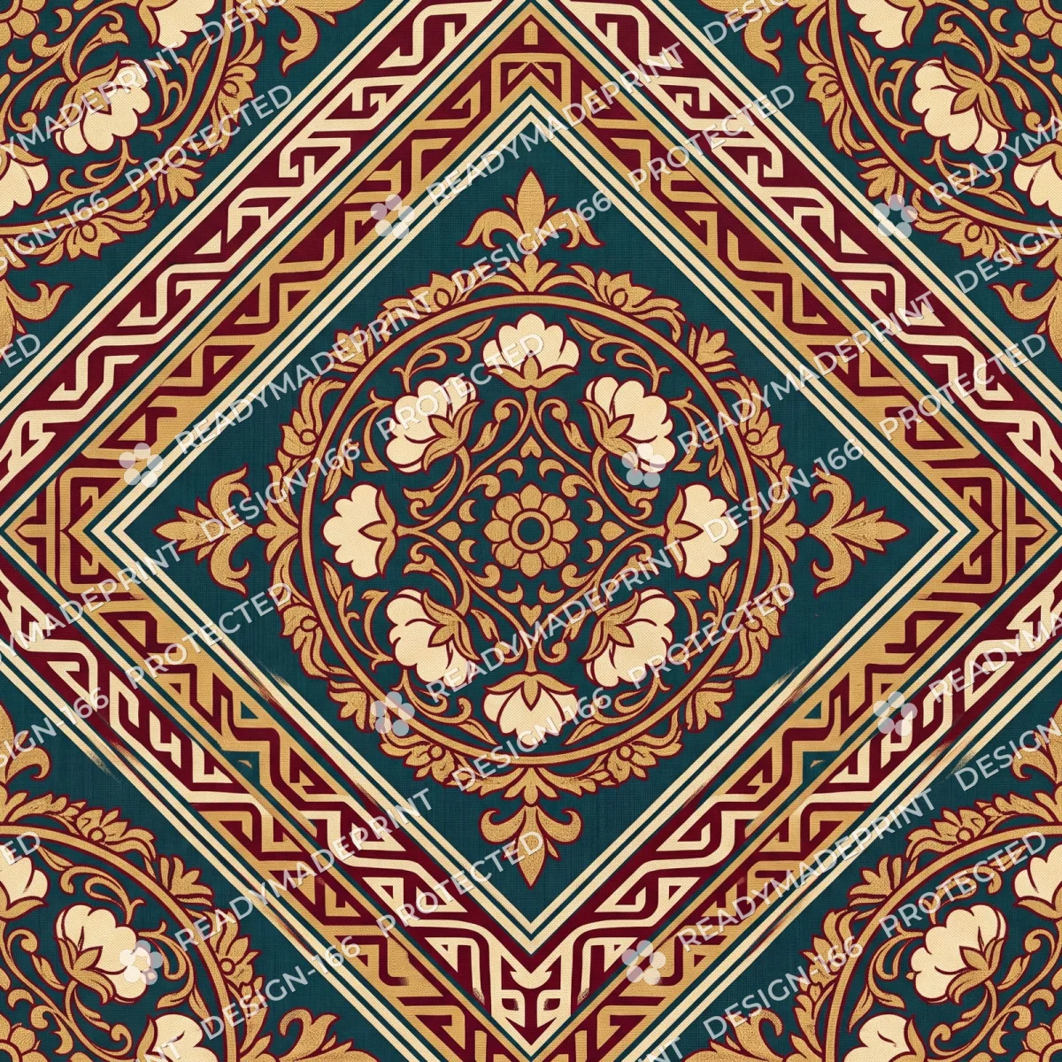 Maroon Maheshwari Medallion Border Maroon Maheshwari Medallion Border