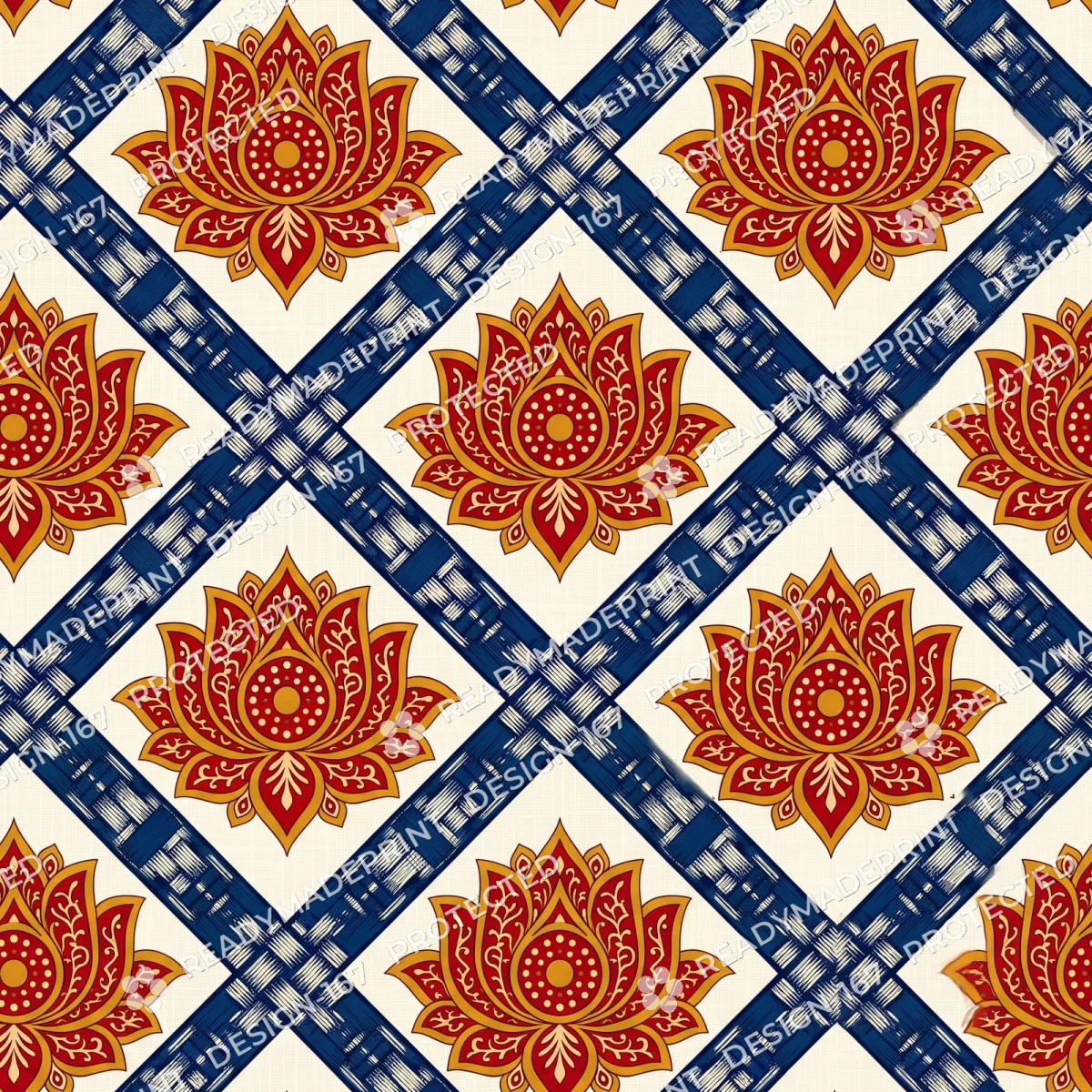 Indigo Maheshwari Lotus Jaal Indigo Maheshwari Lotus Jaal