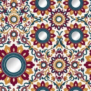 Maroon Mirror Work Floral Jaal