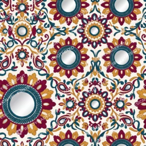 Maroon Mirror Work Floral Jaal