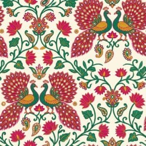 Fuchsia Mirror Work Peacock Jaal