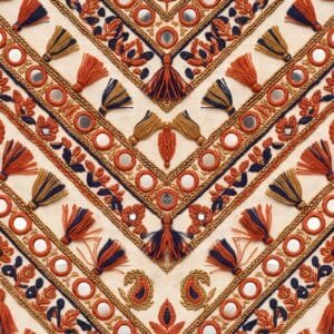 Terracotta Mirror Work Chevron Jaal