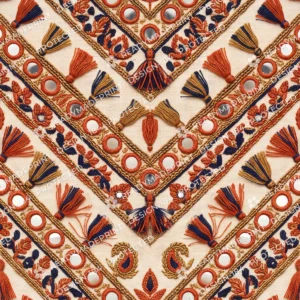 Terracotta Mirror Work Chevron Jaal