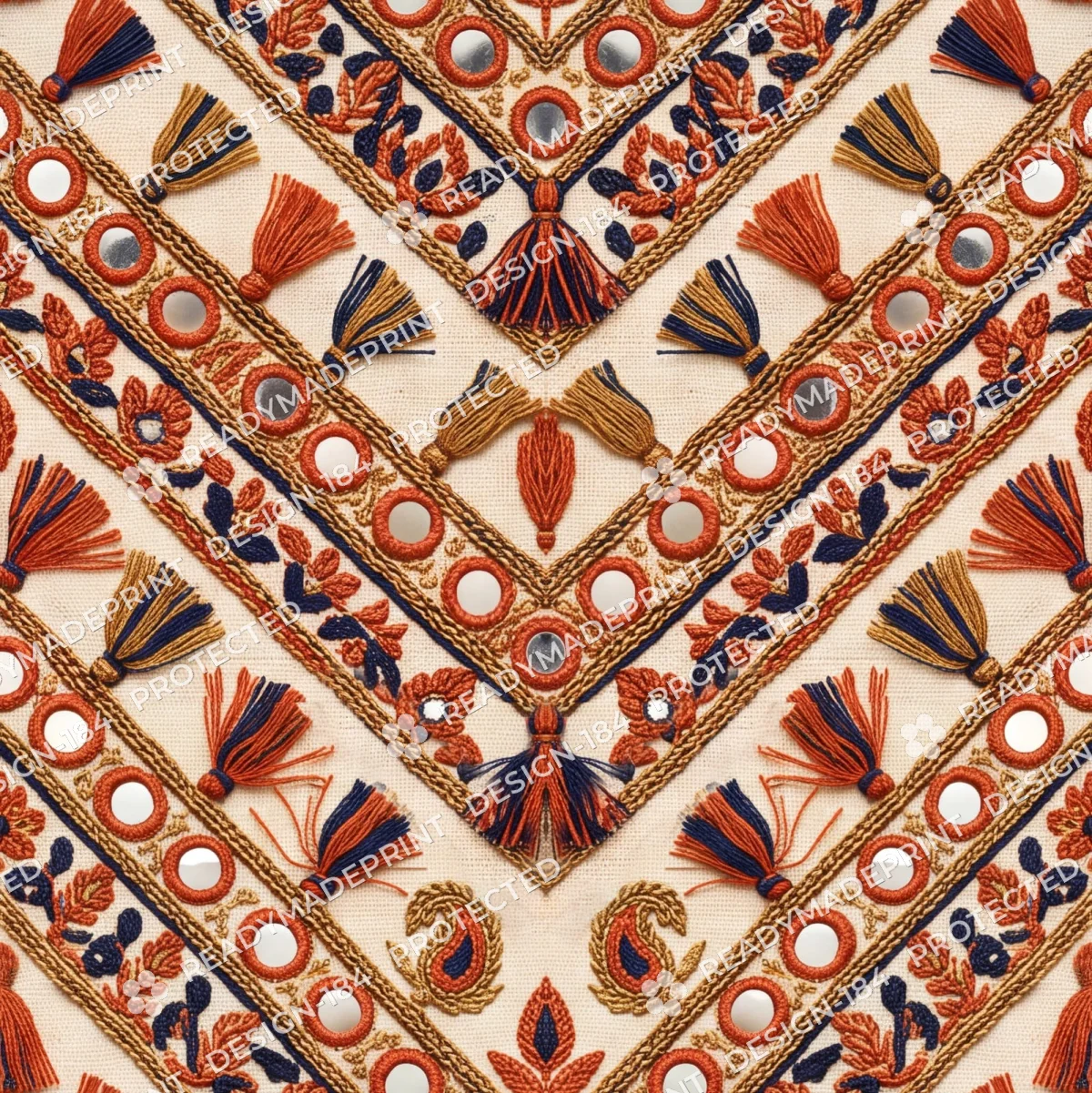 Terracotta Mirror Work Chevron Jaal Terracotta Mirror Work Chevron Jaal