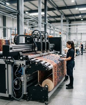 Industrial digital textile printing machine printing fabric